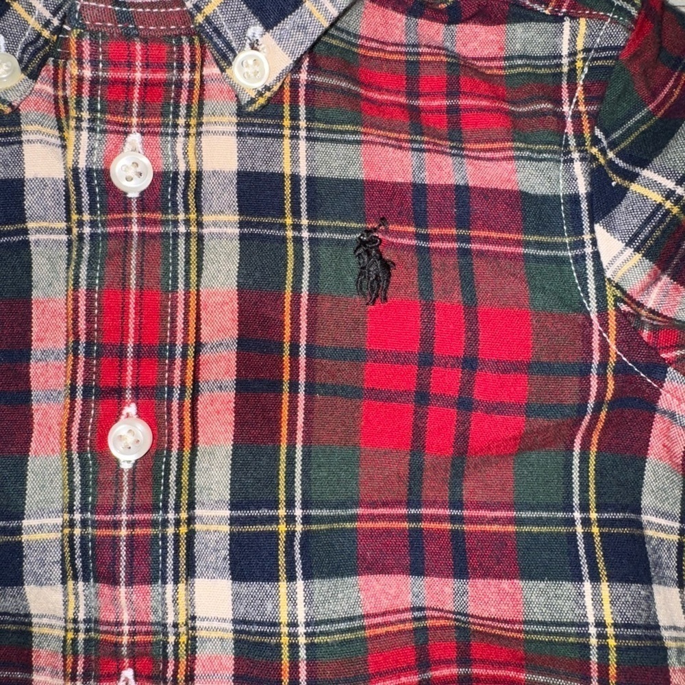 Polo by Ralph Lauren Red and Green Button Down Shirt Classic Flannel - Picture 2 of 4